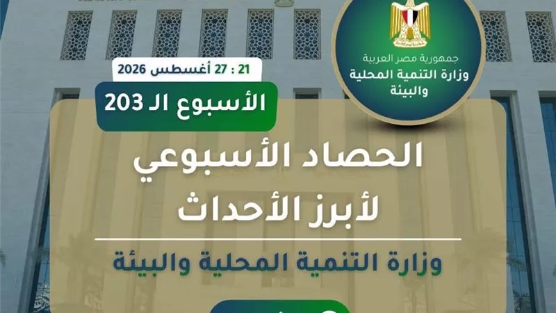التنمية المحلية والبيئة في أسبوع.. حملات رقابية ومشروعات خضراء وتحركات لحماية البيئة وتحسين الخدمات