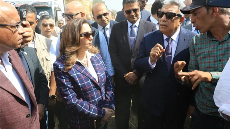 وزيرة التنمية المحلية والبيئة ومحافظ الدقهلية يتفقدان موقع تجميع قش الأرز بمركز بلقاس